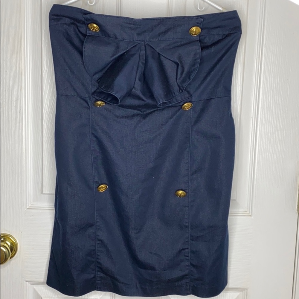 Blue strapless sailor dress